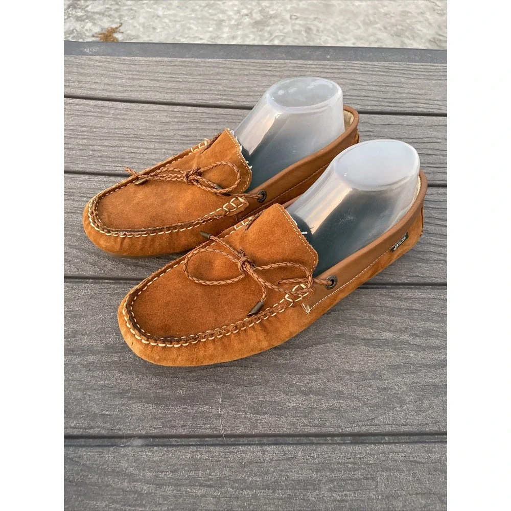 GH Bass Men's Slippers Size‎ 8 Brown Leather Moccasins House Shoes